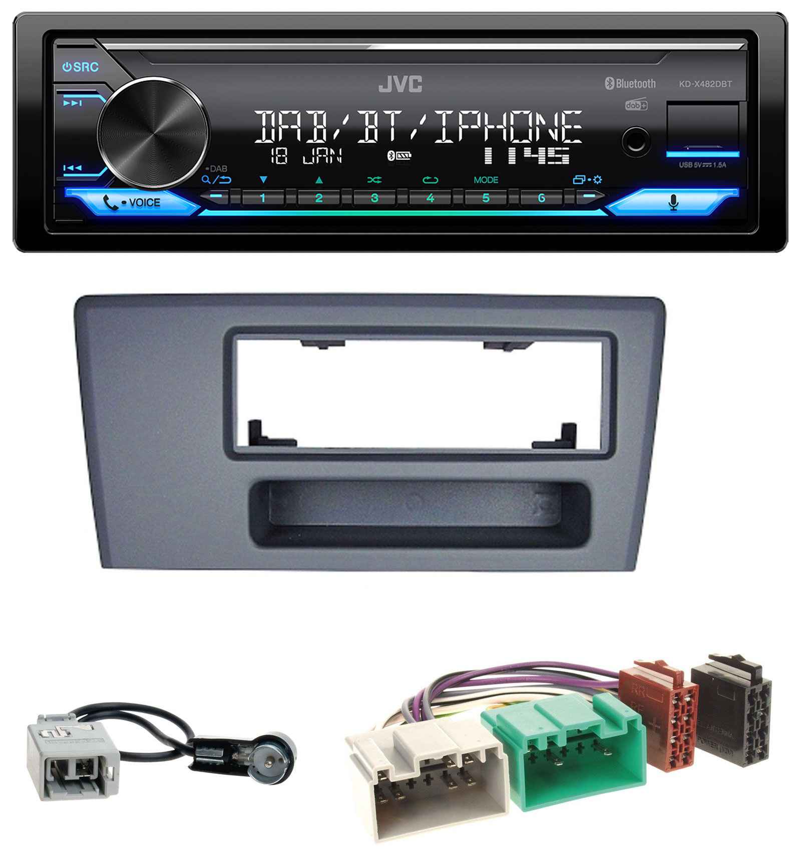 JVC AUX USB Bluetooth MP3 Autoradio für Volvo S60 S70 C70 V70 (00-03) - Afbeelding 1 van 1